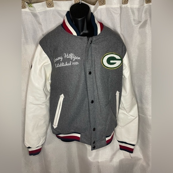 Men's Green Bay Packers Tommy Hilfiger Green Full-Zip Varsity Jacket Med‌‌‌‌‌ - Picture 1 of 9